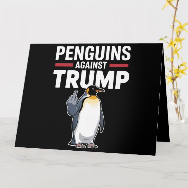 Penguin Flippers Up Resist Penguins Against Trump Card (Yellow Flower)