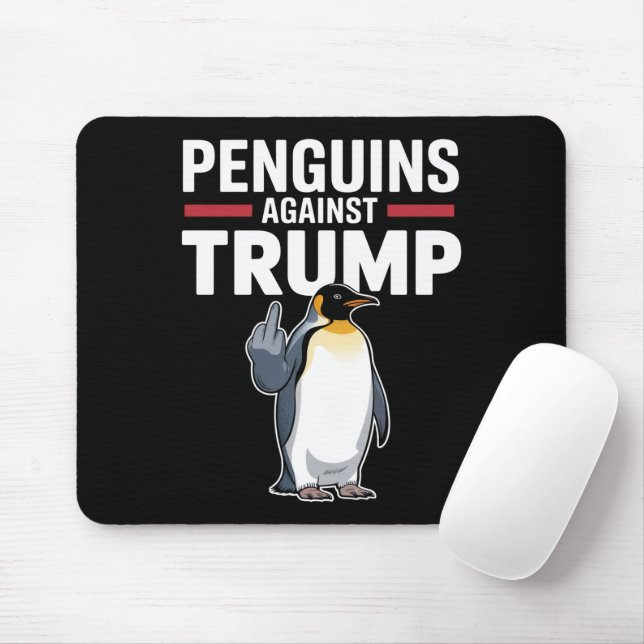 Penguin Flippers Up Resist Penguins Against Trump Mouse Mat (With Mouse)