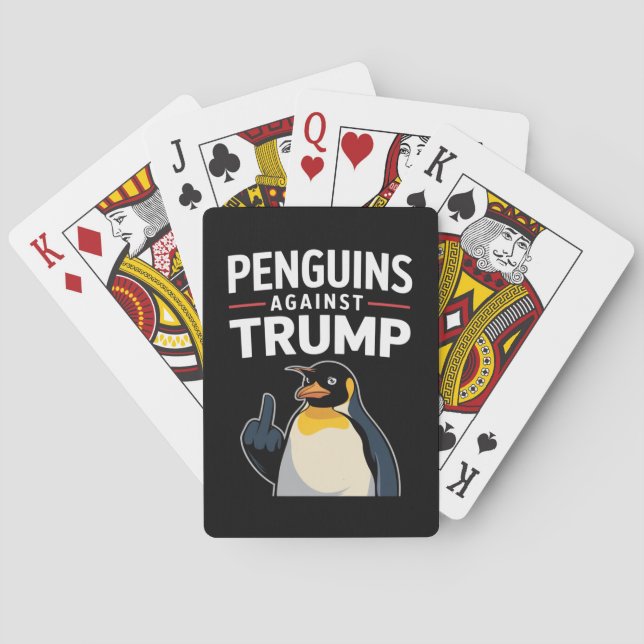 Penguin Flippers Up Resist Penguins Against Trump Playing Cards (Back)
