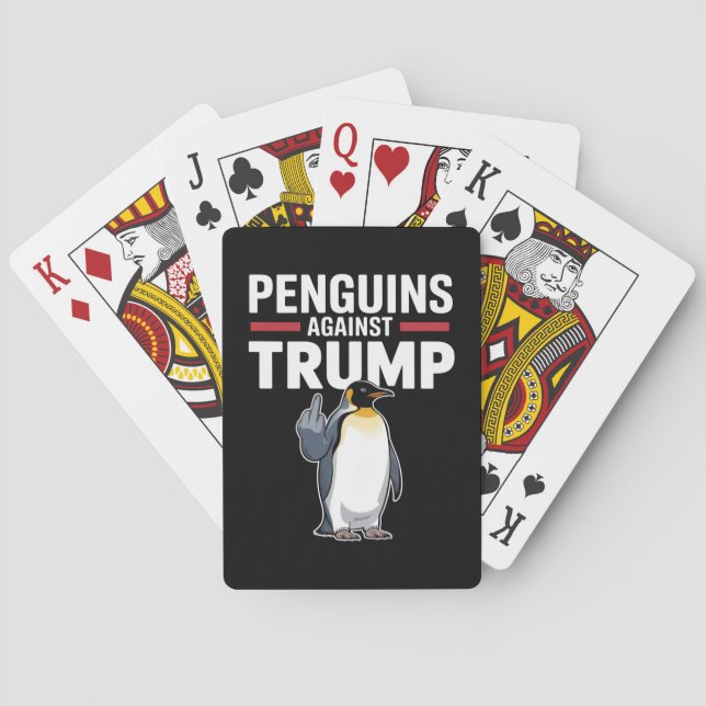 Penguin Flippers Up Resist Penguins Against Trump Playing Cards (Back)