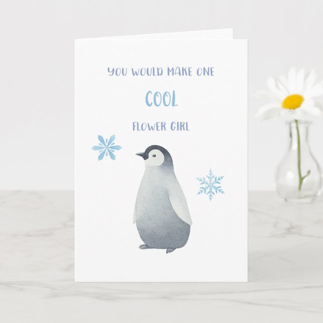 Penguin Flower Girl Proposal Card (Small Plant)