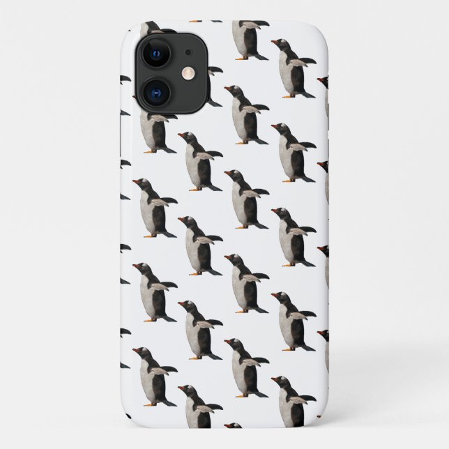 Penguin Frenzy iPhone 11 Case (Choose Colour) (Back)