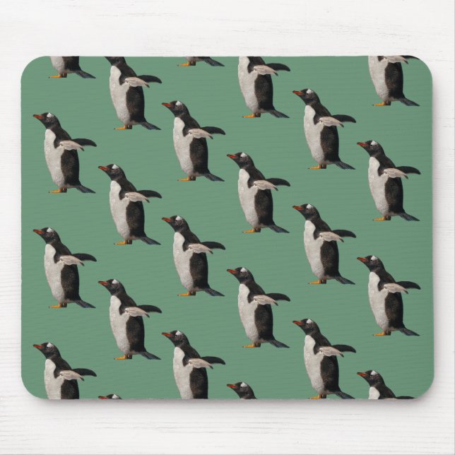 Penguin Frenzy Mousemat (Green) (Front)