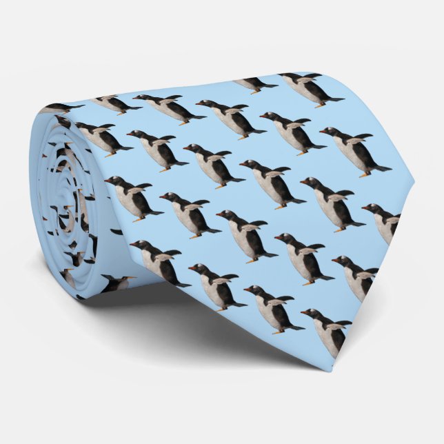 Penguin Frenzy Tie (Light Blue) (Rolled)