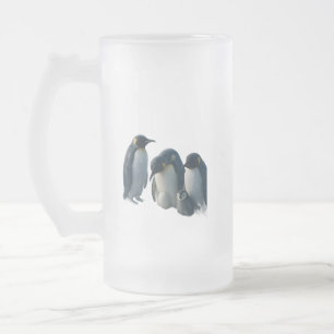 Penguin frosted glass beer product description mug