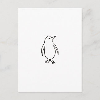 Penguin - fun simple fresh ink line drawing art postcard