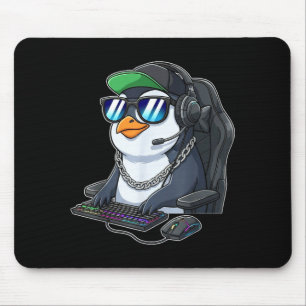 Penguin gamer funny gaming penguins play video gam mouse mat