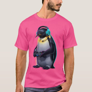 Penguin Gaming Animal Video Games Funny Penguin fa T-Shirt