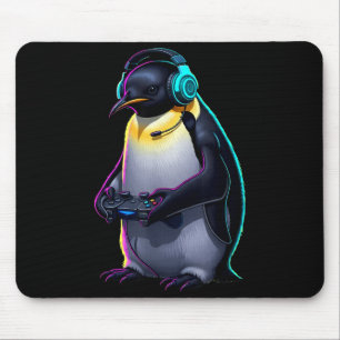 Penguin Gaming Animal Video Games Funny Penguin Mouse Mat