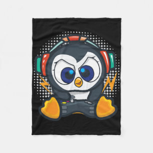 Penguin Gaming Shirt Boys Kids Gamer Gift Penguin Fleece Blanket
