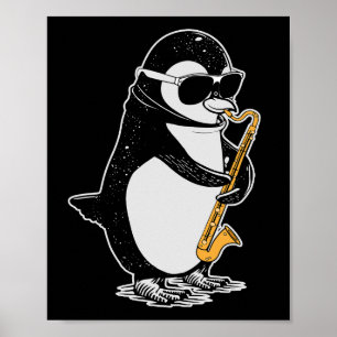 Penguin Gift Kids Musician Orchestra Bass Clarinet Poster