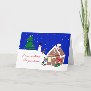 Penguin Gingerbread House Happy Holidays Holiday Card