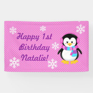 Penguin Girl Personalised Banner