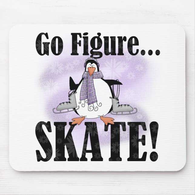 Penguin Go Figure Skate Mouse Mat (Front)