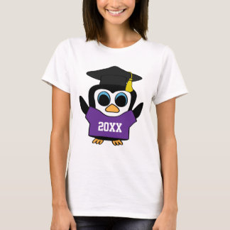 Penguin Grad in Purple White Custom Year Tee