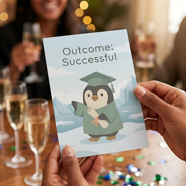 Penguin Graduate | Outcome Successful Dry Humour Card (Lifestyle Shot)