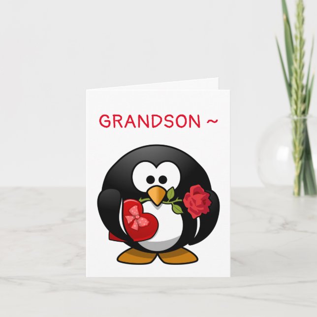 PENGUIN GRANDSON VALENTINE CARD (Front)