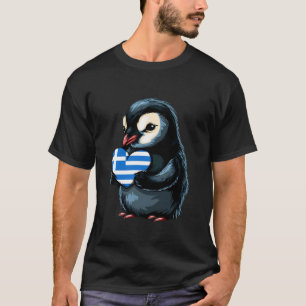 Penguin Greek Pride Heart Greek Roots Hellenic Gre T-Shirt