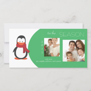 Penguin Green Holiday Photo Card