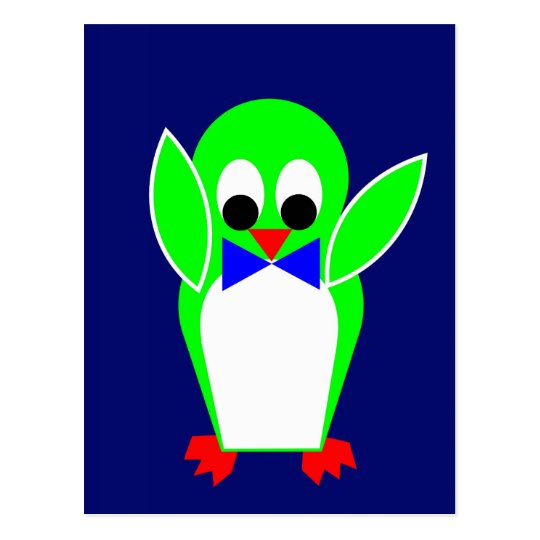 Penguin - Green Postcard