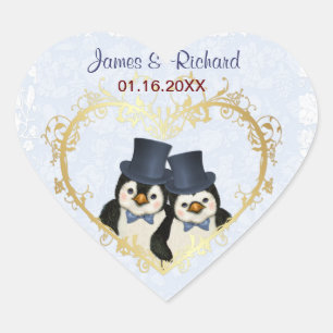Penguin Grooms Wedding Stickers - Customise