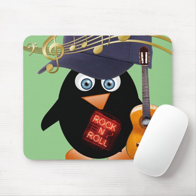 Penguin Guitar  Mouse Pad! Mouse Pad (With Mouse)