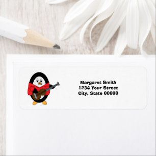 Penguin Guitar Musician Personalise Return Address