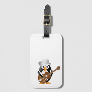 Penguin guitarist luggage tag