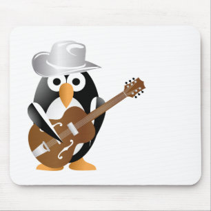 Penguin guitarist mouse mat