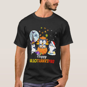 Penguin Halloween Merry Christmas Happy Hallothank T-Shirt
