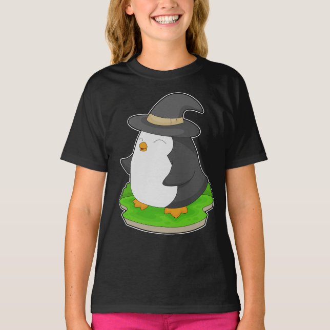Penguin Halloween Witch T-Shirt (Front)