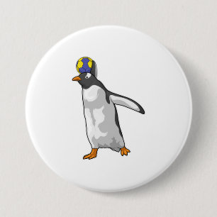 Penguin Handball player Handball 7.5 Cm Round Badge