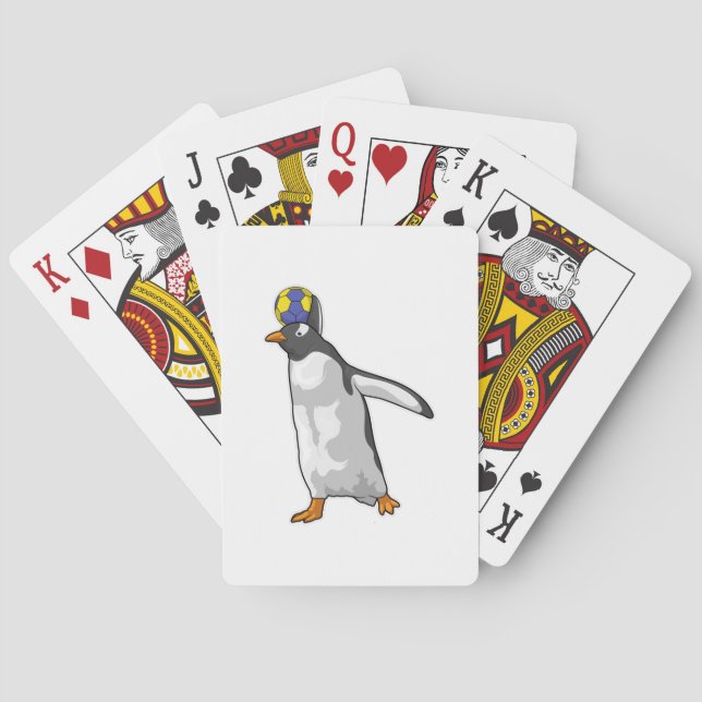 Penguin Handball player Handball Playing Cards (Back)