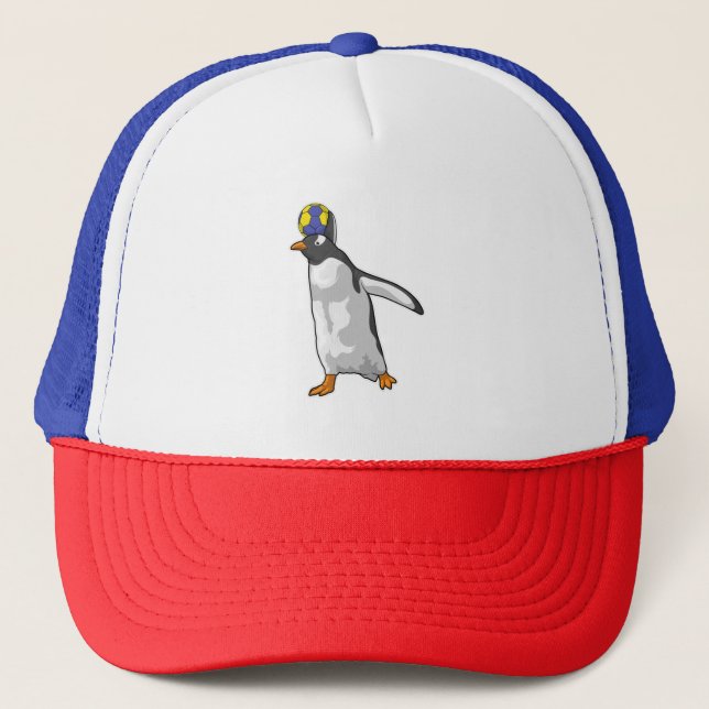Penguin Handball player Handball Trucker Hat (Front)