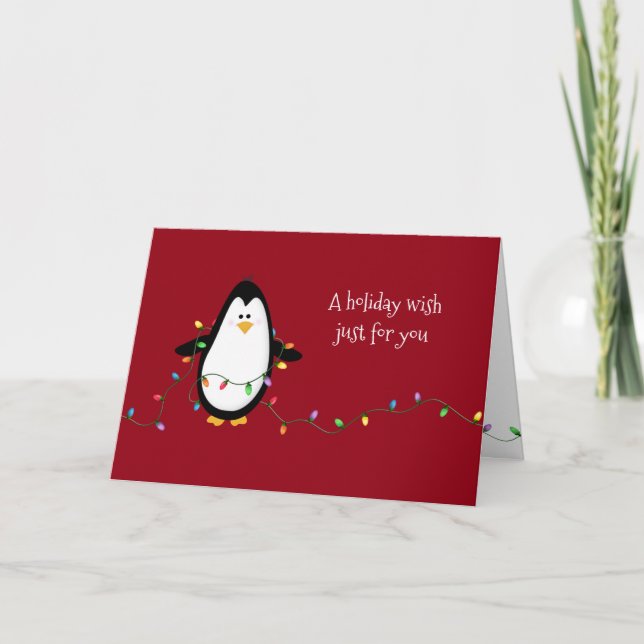 Penguin Happy Christmas Holiday Wishes Greeting (Front)