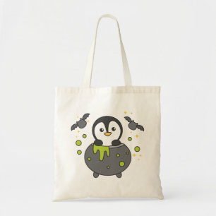 Penguin Happy Halloween Cauldron Bat Tote Bag