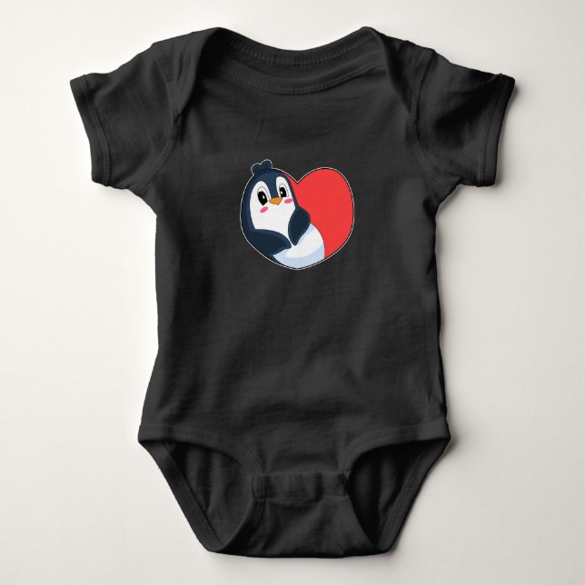 Penguin Heart Baby Bodysuit (Front)