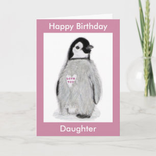 Penguin Heart birthday card daughter mum etc.