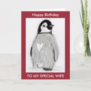 PENGUIN HEART BIRTHDAY FOR ANYONE! PERSONALISE CARD