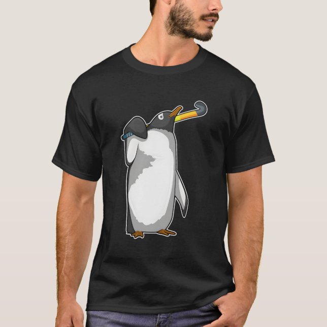 Penguin Hockey Hockey Stick Sports T-Shirt (Front)
