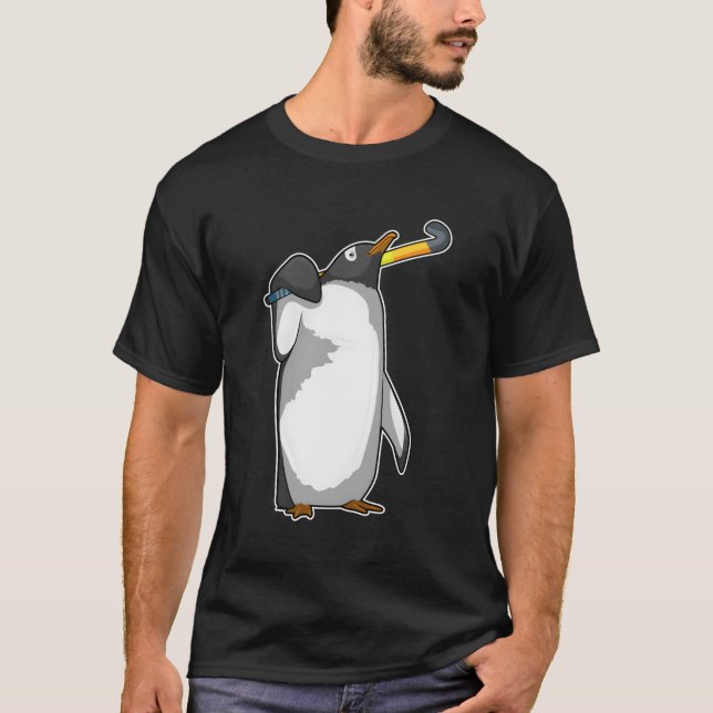 Penguin Hockey Hockey Stick Sports T-Shirt (Front)