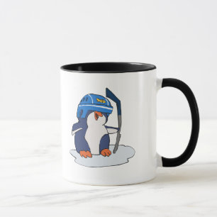 Penguin hockey player choose background colour mug