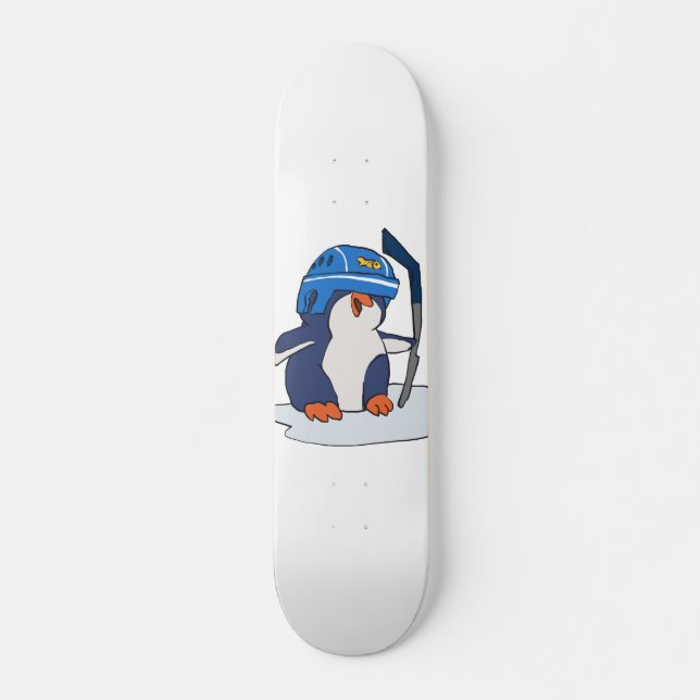 Penguin hockey player | choose background colour skateboard (Front)