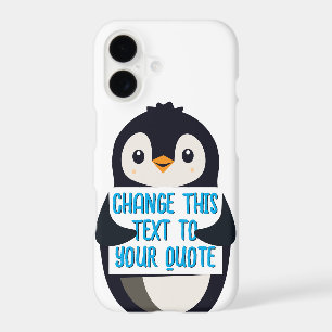 Penguin holding a sign with custom message
