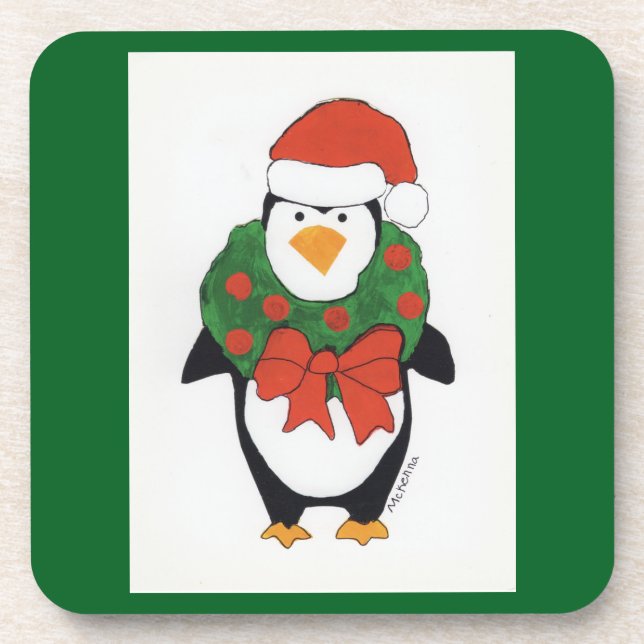 Penguin Holiday - Kids Art for CHOC Coaster (Front)