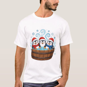 Penguin Hot Tub Party Santa Christmas Design T-Shirt