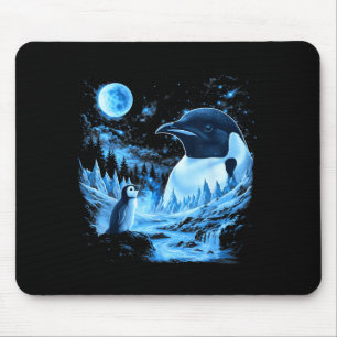 Penguin howling to the moon vintage 90s retro mouse mat