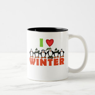 Penguin I Love Winter Two-Tone Coffee Mug