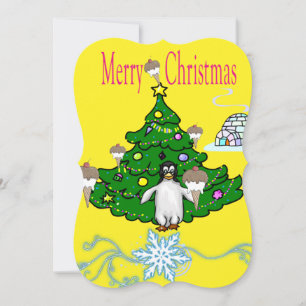 Penguin Ice Cream Christmas Flat Greeting Card