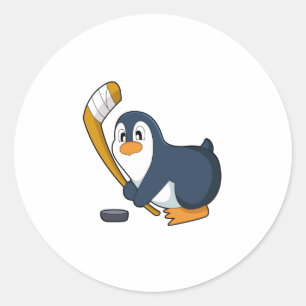 Penguin Ice hockey Ice hockey stick Classic Round Sticker
